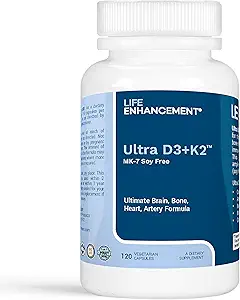 Life Enhancement Vitamin D3 K2-2000 IU with Vitamin K2 MK-7 Soy-Free - 120 Servings