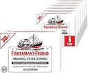 Fisherman's Friend Cough Drops, Cough Suppressant and Sore Throat Lozenges, Original Extra Strong, 10mg Menthol, 228 Drops (6 Packs of 38)