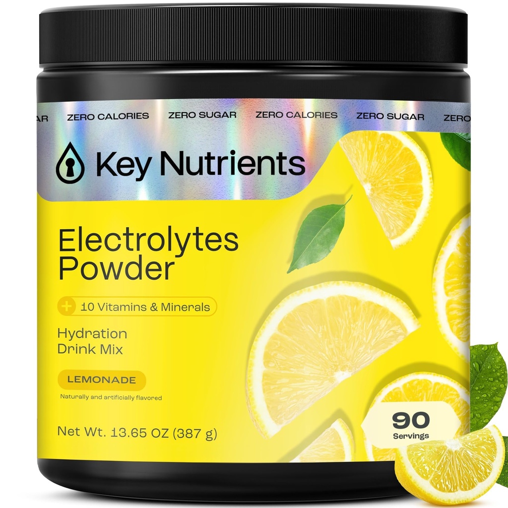 KEY NUTRIENTS Multivitamin Elektrolytes Toz No Sugar - Limonade Electrolyte Toz - Sodyum & Energy Supplement - Hydration Toz - No Calories - 90 Servisler - ABD'de Yap