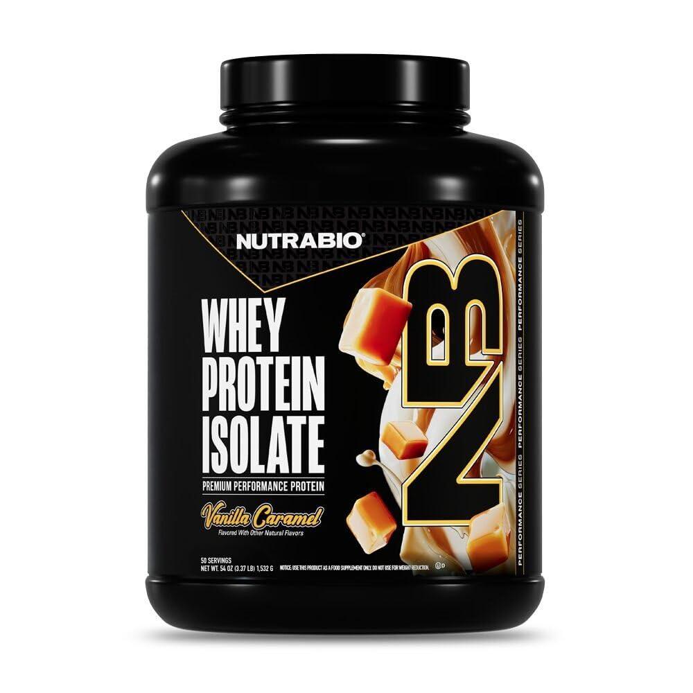 NutraBio 100% Whey proteini Isolate protein Toz, Tamam Deri, Non-GMO, Soy & Gluten Free, Low Carb, Low Calorie Whey Protein Tozu, Vanilla Caramel, 5 L