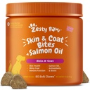 Köpekler için Zesty Paws Salmon Oil, Omega 3 Fish Oil Chews, Dog Antiute Chews, Itch Relief Supplement, 90 Count, Salmon Flavor