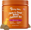 Zesty Paws Salmon Oil για σκύλους Δέρμα και το παλτό, Ωμέγα 3 τσίχλες ιχθυέλαιο, Αλλεργία ανακούφισης σκύλο, Itch συμπλήρωμα ανακούφισης, 90 κόμης, σολομός γεύση