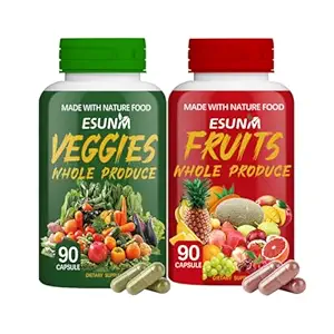 Meyveler ve Veggies Supplement - 90 Meyve ve 90 Veggie Capsules - Enerji Seviyeleri, Yüksek Lycopene, Vitaminler ve Mineraller - 90 Kont (Pack of 2)