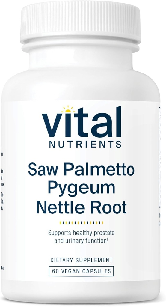 Vital Nutrients Palmetto ile Pygeum & Nettle Root - Erkekler için Vegan Saw Palmetto Sağlıklı Prostate Function* - Gluten, Süt, Soy Free - 60 Capsules