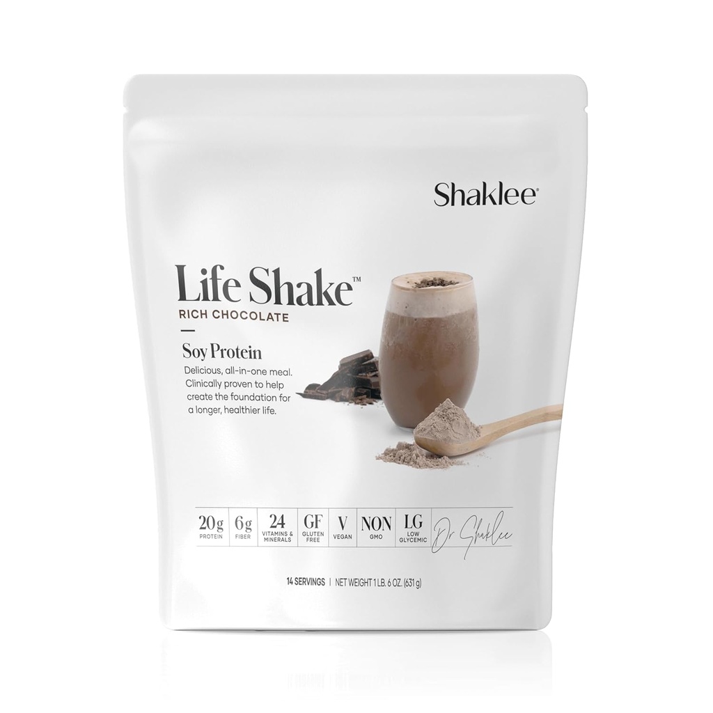 Shakelee Life ShakeTM Soy Protein Rich Chocolate - Πλήρης αντικατάσταση γεύματος με 20g πρωτεΐνη, 6g fiber, 24 Βιταμίνες & Ορυκτά - Non-GMO - 14 Μερίδες