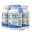 IMMUNOVITES 3-Pack Stabilized R-Alpha Lipoic Acid ((True)) 600mg per Serving [[High Potency & up to 40x Increased Absorption]] (Na R-ALA) (Na R-LA) (Na R-Lipoate) (3 Bottles)