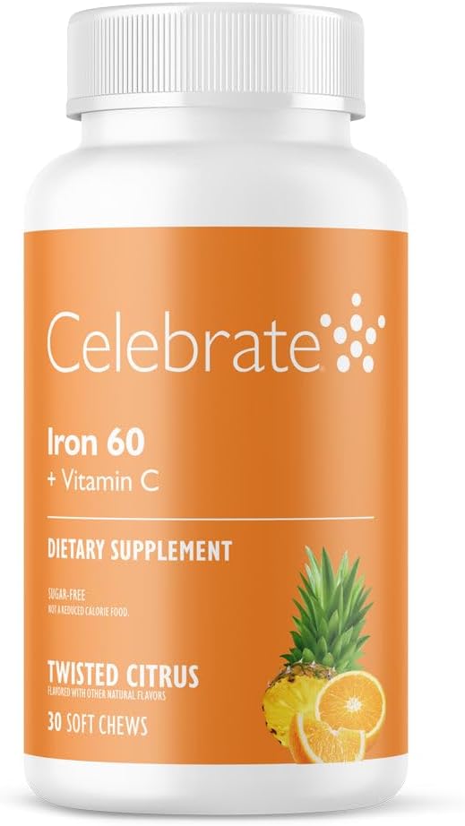60 mg Iron & Vitamin C ile Demir Supplement kutlayın - Bariatrik Hastalar için Citrus Chewables, Gastrik Bypass & Kol Gaztrektomi Destek 30 Tabletleri Post-Surgery