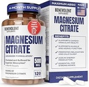 Premium Magnezyum Citrate 500 mg Capsules (Citrato de Magnesio) Yüksek Abpsiyon Formula Chelated Buffered Citrate to Support Digestion, Bone, Sleep & Muscle Health - 120 Capsules