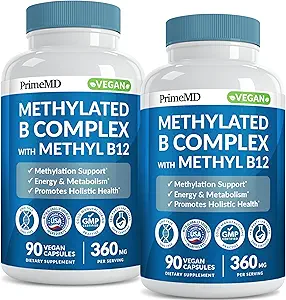 Meksiyet ve B12 Mekobalamin 1000 mcg - Enerji, Beyin Fonksiyonlar ve Wellness için Çokvitamin - Erkekler ve Kadınlar için B Kompleks (180 Hizmet, 2)