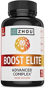 Zhou Boost Elite - Energy Supplement, Natural Muscle Support Pills for Men with Tribulus, Fenugreek, BTC ve Maca - 90 Veggie Capsules
