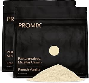 ProMix Διατροφή καζεΐνη πρωτεΐνη σκόνη - Grass-Fed, παστουρμά αυξάνεται, αργή απελευθέρωση 25g Micellar καζεΐνη - 5,4g BCAAs Χωρίς γλουτένη, χωρίς ζάχαρη, χωρίς σόγια - Βανίλια, 5lb