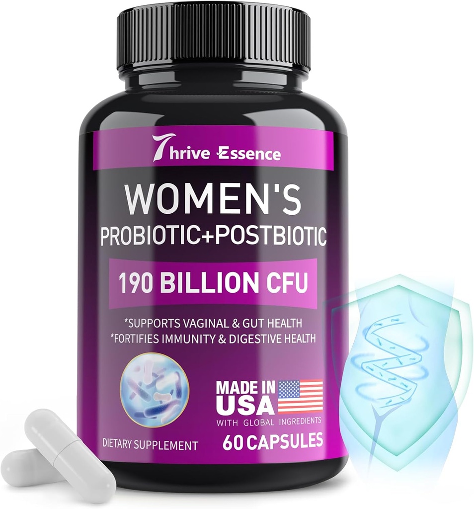 Kadınlar için probiyotikler 190 Milyar CFU - 10 Strains & Postbiyotiks for Wowen- Immune, Digestive, Gut, Vaginal & Urinary Health, PH Balance- Supports Occasional Constipation, Gas & Bloating, 60 Capsuleation