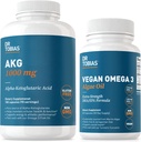 Dr. Tobias AKG συμπλήρωμα & Vegan Omega 3 Algae Oil, υποστήριξη Cellular Energy & συνολική υγεία με AKG, EPA & DHA, Vegan, χωρίς γλουτένη, μη GMO
