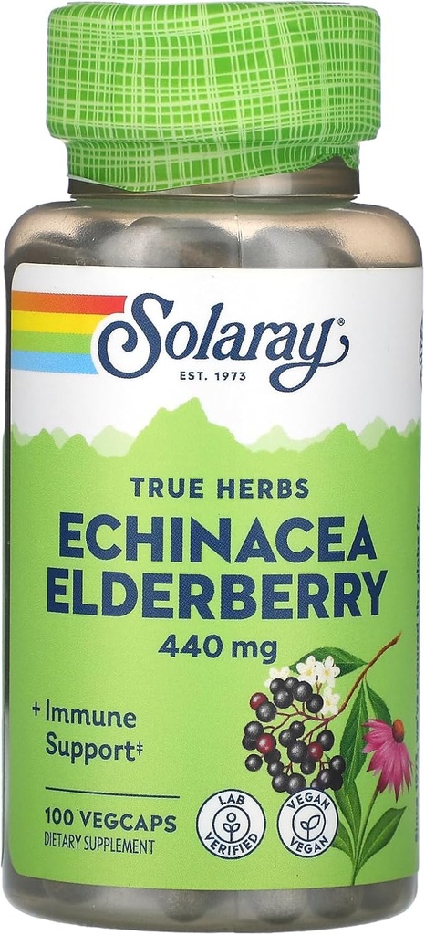 SOLARAY Echinacea ve Elderberry Capsules, 440 mg | 100 Count