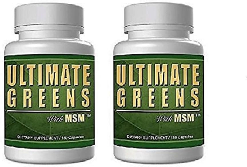 Daily Health, Ultimate Greens with MSM 360 Capsules, 1925 mg Vegan Dostu Tüm Gıda Superfood Supplement Non GMO Gluten Freetriks 2 Ay Supply