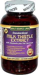 Organic Milk Thittle Caps, 180 Caps, Pure Milk Thittle Powder Plus 80% Silymarin Extract Standardized Complex, 450 mg, Natural Liver Health Supplement, Immune Boost, Detox και Cleanse
