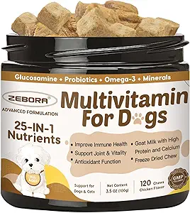 Probiyotiklerle Köpek Multivitamin - Köpek Vitaminleri ve Supplements - Glucosamine, Omega 3 ve Probiyotikler için Köpekler için Çokvitamin, Immunity, Ortak, Hip, Skin ve Coats