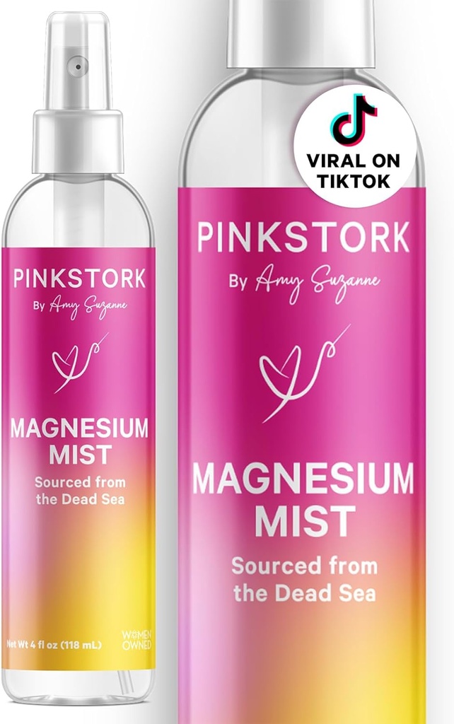 Pink Stork Magnesium Spray Mist - για την ηρεμία, το άγχος, και τον ύπνο, υποστήριξη ναυτίας, εγκυμοσύνη πρέπει να έχει, 200 mg ανά 6 ψεκασμούς, καθαρό μαγνήσιο Χλωριούχο σώμα Spray, 4 oz, Αρωματισμένο