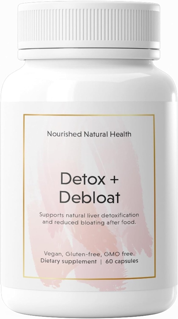 Nourished Natural Health Detox + Debloat - Milk Butle & Dandelion Root Vegan Supplement for Women - Bloating Relief & Digestion Support - 60 Capsules
