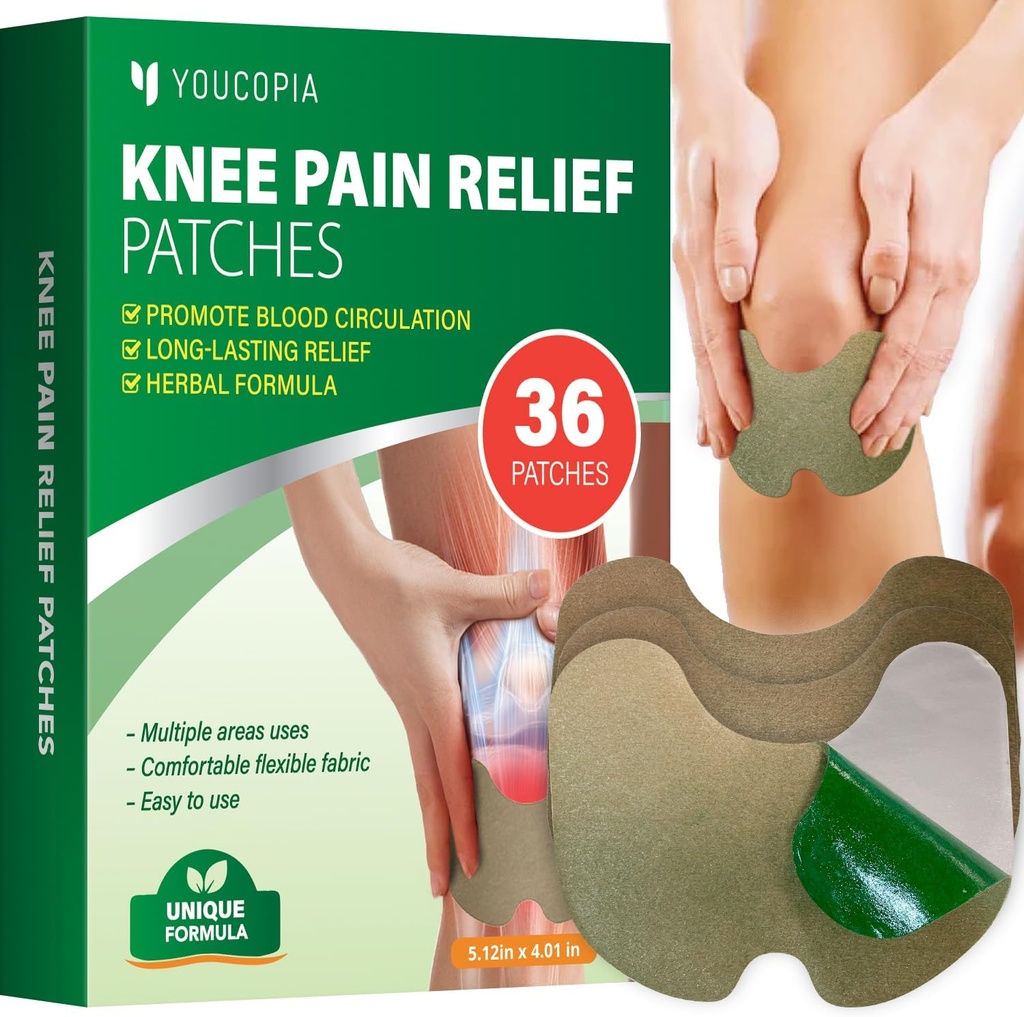YOUCOPIA Diz Ağrılı Patches: 36 Kont Natural Herbal Relieving Paste for Long Lasting Muscle and Joint Relief - Mugwort Arthritis Heat Patches Kit