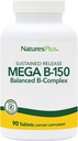 Natures Plus Mega B-150 Complex - 90 Vegetarian Tablets Παρατεταμένης αποδέσμευσης - Maximum Potency B Complex Vitamin Supplement - Gluten Free - 90 Servings