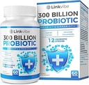 Probiyotik 300 Milyar CFU - Digestive & Gut için Organik Prebiyotiklerle 12 Strains, Immune, Bloating Health - Probiyotiks for Women and Men - Daily Dairy Free, Raf Stable - 60 Counts