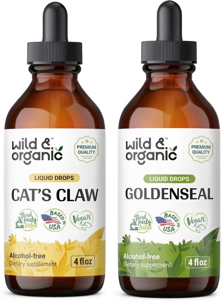Βάμμα άγριας & οργανικής γάτας 4 fl oz & Goldenseal Βάμμα 4 fl oz