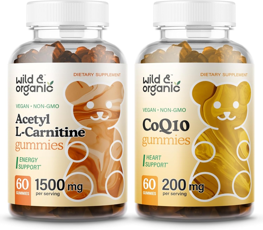 Άγρια & οργανικά L-καρνιτίνη Gummies & CoQ10 Gummies 60 κόμης