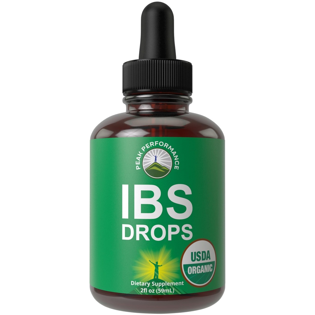 USDA Organik IBS Relief 5-in-1 Liquid Drops. For Ingestion, Bloating, Gas. Irritable Bowel Supplement 5 Malzemeler ile. Peppermint Oil, Fennel Tohum, Chamomile Flower, Rosemary, Holy Basil