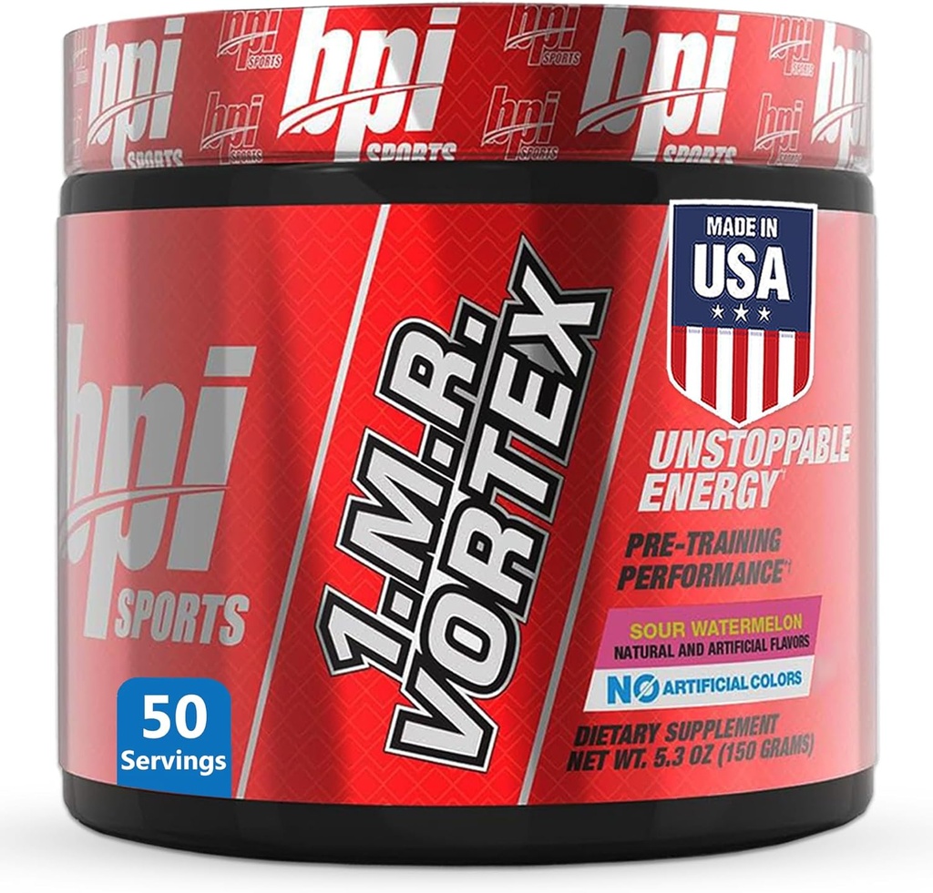 BPI Sports 1.M.R Vortex Pre Workout Toz – Glycerol, Caffeine, Niacin ve Herbal Türleri – Enerji, Focus & Endurance – Sour Watermelon – 50 Hizmet