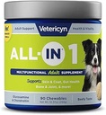Vetericyn All-in 1 Multi function Dog Supplement | Digestive Enzymes + Glucosamine ve Chondroitin for Bone and Joint Support + Vitamins, Antioksis, Prebiyotiks, Probiyotiks ve Omegas. 90 Kont