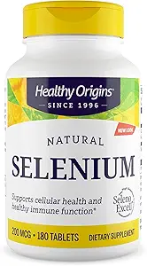 Sağlıklı Origins Selenium 200 mcg (Seleno Excell, Fermented, Non-GMO, Gluten Free, Bladder Support, Immune Function, Cellular Support), 180 Tabletler