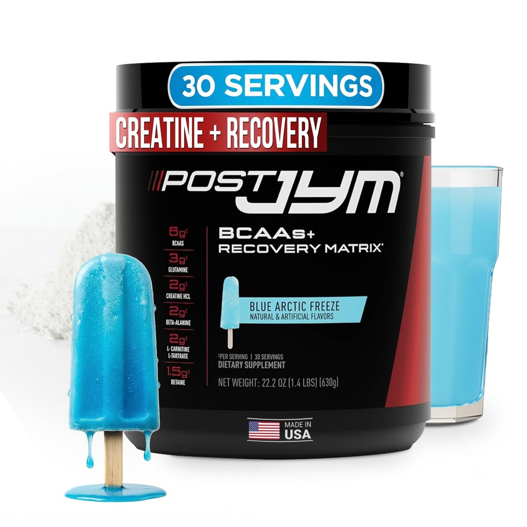 JYM Supplement Science Post JYM Active Matrix Blue Artic Freeze Amino Recovery Toz Kretine HCL, BCAA'nın, Glutamine, Carnitine, Betaine, Taurine for Strength, Repair, Performans 30 Servisler