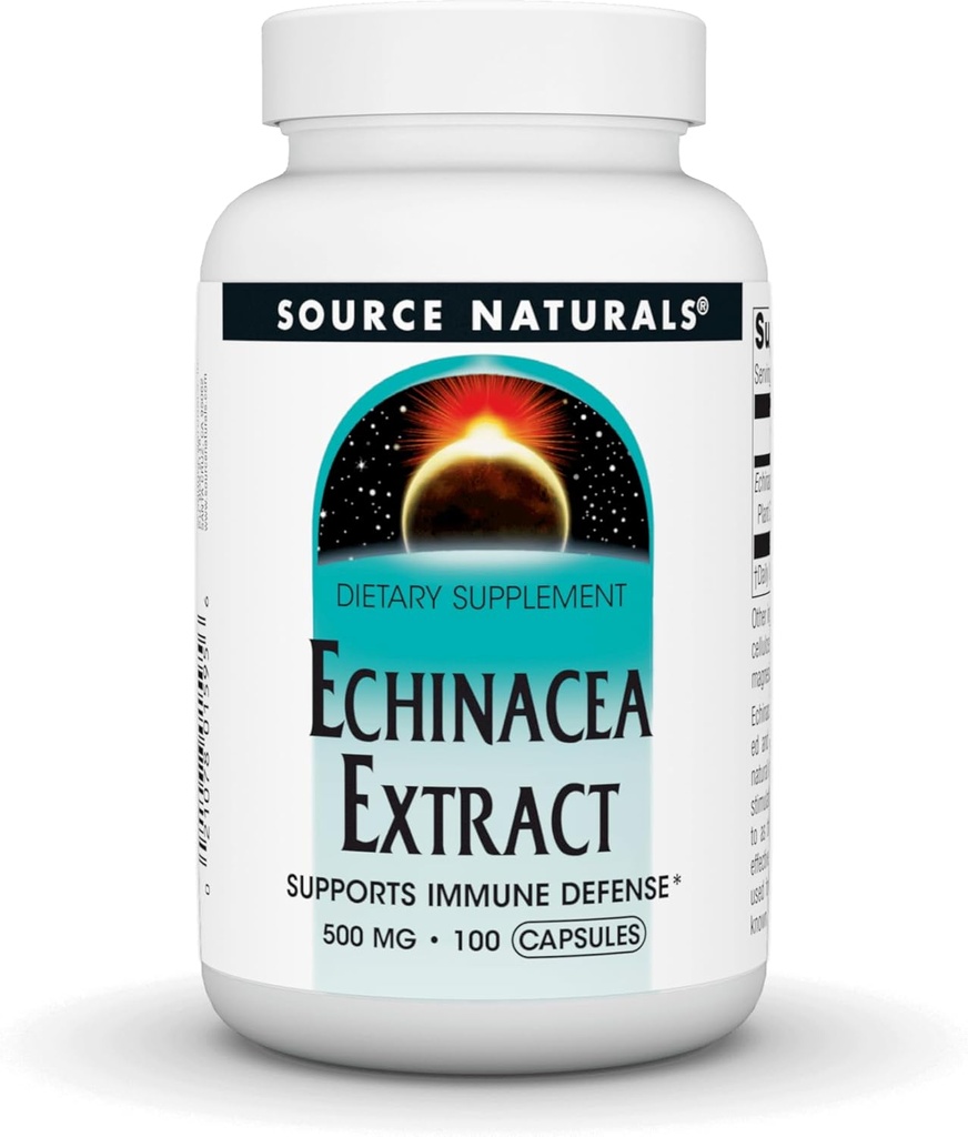 Source Naturals Echinacea Root Extract - Supports Immune Defense * - 500 mg - 100 Capsules