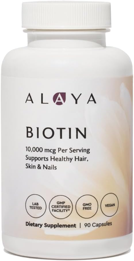 Alaya Naturals - Biotin 10.00006, 90 Capsules - Sağlıklı Saçları Destekler, Skin & Nails