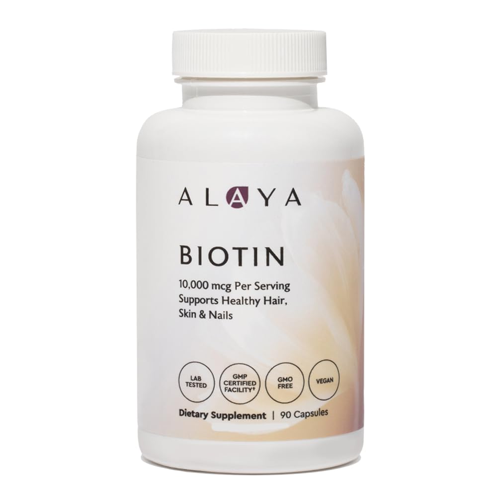 Alaya Naturals - Biotin 10.00006, 90 Capsules - Sağlıklı Saçları Destekler, Skin & Nails