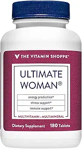 The Vitamin Shoppe Ultimate Woman Multivitamin, High Potency Multi with Green Tea Extract – Ενέργεια & Αντιοξειδωτική Μείξη, Καθημερινή Multi-Mineral Συμπλήρωμα για Βέλτιστη Υγεία Γυναικών (180 Tablets)