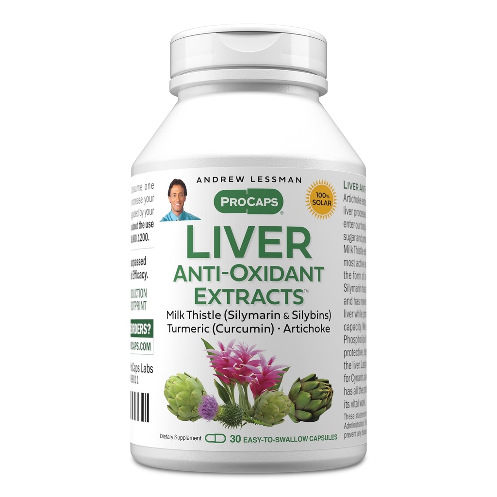 ANDREW LESSMAN Liver Anti-Oxidant Extracts 30 Capsules - Supports The Hard-Working Tissues of The Liver, Promotes Optimum Liver Health and Function. Milk Thistle, Turmeric and Artichoke Extracts