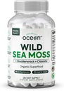 Οργανικοί Ocean Wild Sea Moss Κάψουλες - 100% Βιολογικό Ιρλανδικό Moss με Βιολογικό Chlorella, Bladderwrack και Βιταμίνη D για την ενέργεια, την υγεία του πνεύμονα και το Thyroid Υποστήριξη για γυναίκες και άνδρες - 60 κάψουλες