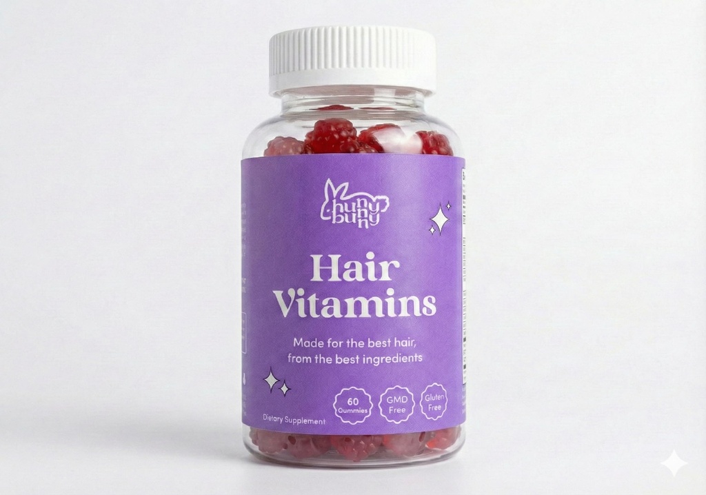 Hunny Bunny Hair Biotin Gummies - Biotin Supplement with Vitamin A, C, D, E, B6 – Saç Büyümesi, Skin, Nail Vitaminleri - GMO, Gluten Free - 60 Gummies