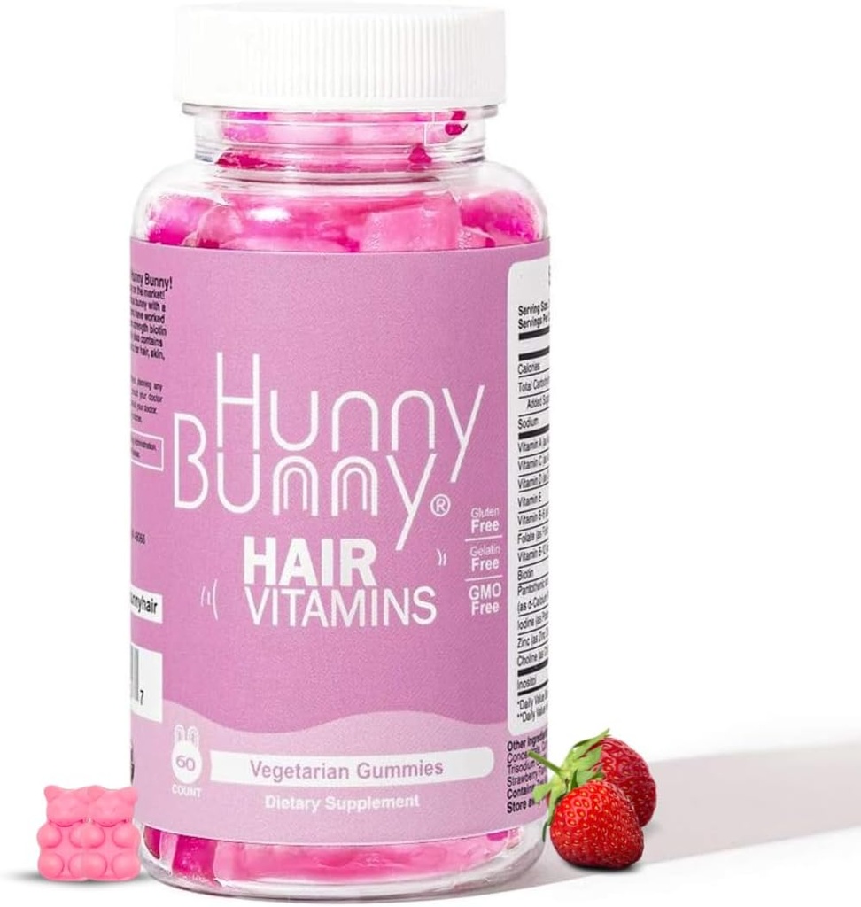 Hunny Bunny Hair Biotin Gummies - Biotin Supplement with Vitamin A, C, D, E, B6 – Saç Büyümesi, Skin, Nail Vitaminleri - GMO, Gluten Free - 60 Gummies