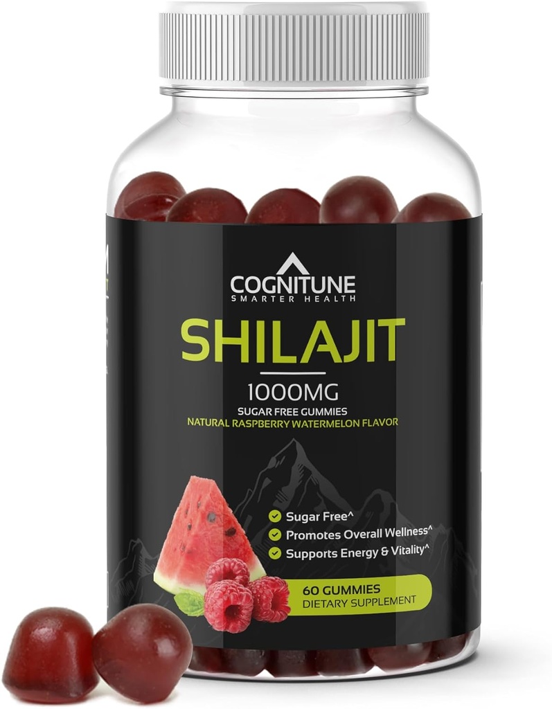 Shilajit Gummies – Pure Himalaya Shilajit Supplement with Fulvic Acid – 1000 mg Natural Shilajit Pure Energy Support – Sugar-Free Raspberry Watermelon Flavor – Vegan, Non-GMO, Gluten-Free – 60 Count