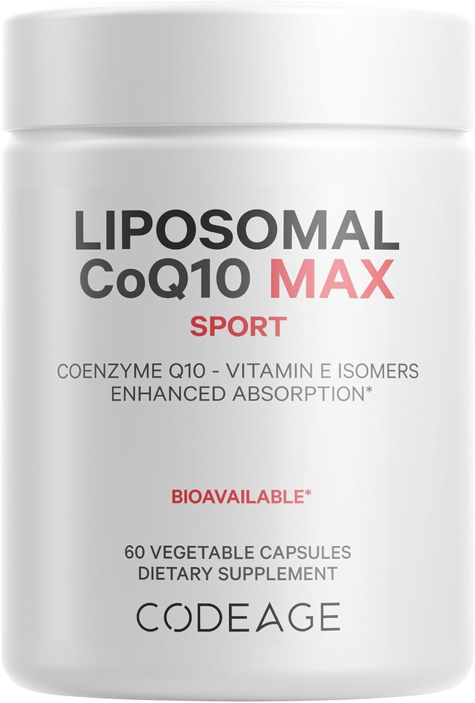Kodage Liposomal CoQ10 Max Supplement - 250 mg Coenzyme Q10 Vitamin E Isomers Tocopherols - 2Month Supply - 1 Capsule Per Service - Liposomal Delivery - Non-GMO, Gluten-Free - 60 Capsules