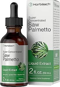 Horbäach Saw Palmetto Ekstra sıvı damlaları | 2 Fl Oz | Alkol Ücretsiz Tincture | Vegetarian, Non-GMO ve Gluten Free Supplement Supplement