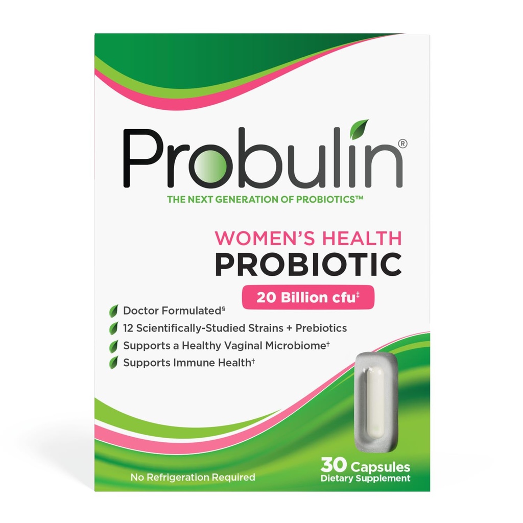 Probulin Women's Health Probiyotik + Prebiyotik for Vaginal, Gut & Immune Health - 20 Milyar CFU - 12 Probiyotik Strains, 30 Vegan Capsules