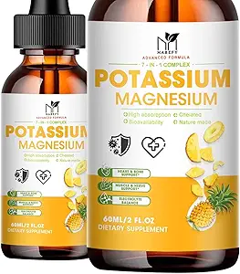 2 Pack Pyum Magnezyumül Tamamlanan sıvı damlaları -Magnesium Glycinate & P Properties with Vitamin D3, çinko for Leg Cramps, Bone, Energy, Immune Support, Pineapple Flavor, 4 Fl oz
