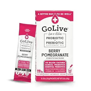 GoLive Prebiyotik ve Probiyotik for Women, Men, Kids. Berry Pomegranate Synbiyotik Toz w/ L-Glutamine, D3, Electrolytes. Gut Health için, Digestion, Metabolism, Immunity 15-50B CFUs.