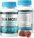 Vegan Ashwagandha Sea Moss Gummies - Black Seed Oil, Vitamin C&D for Immune Support, Digestive, Antioxy 13 in 1 Sche, Sea Moss Chlorophyll Advanced Strength Formula 2Pack 120 Gummies