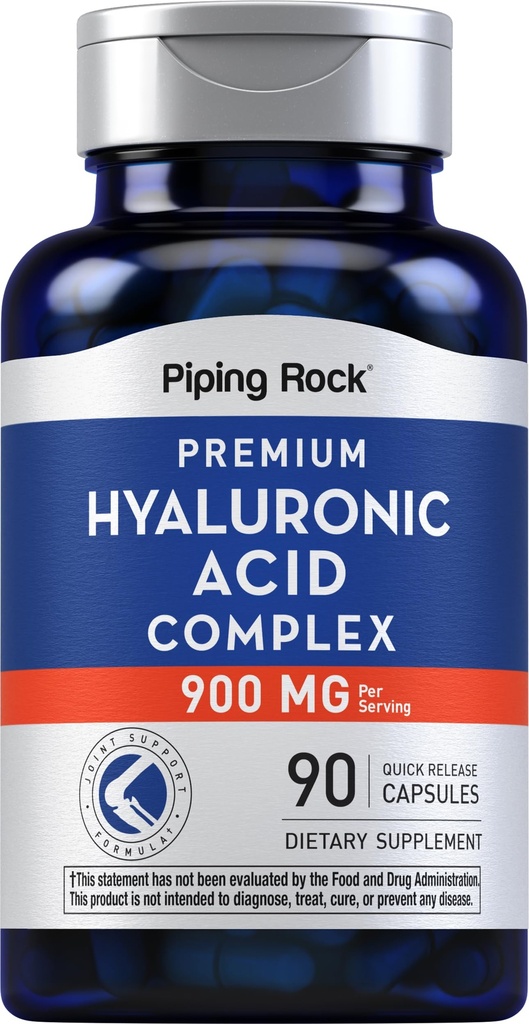 Piping Rock Hyaluronic Acid Capsules | 900 mg | 90 Pills | MSM ve Collagen | Kadınlar ve Erkekler için Premium Kompleksi | Non-GMO, Gluten Free