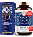 Iron and Folic Acid Supplements for Women - 35mg Gentle Iron Vitamin, Folic Acid 400 Telefon - Anemi, Dönem, Hamile Destek Supplement, Ferrous Sulfate Pills - 60 Vegan Non-Constipating Tabletler